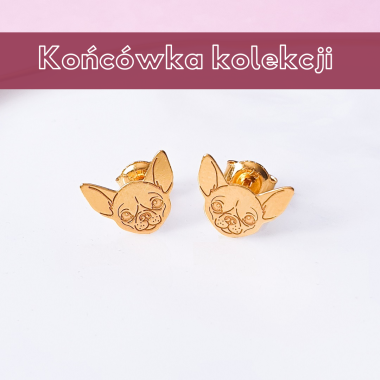 Złote kolczyki Mini Chihuahua