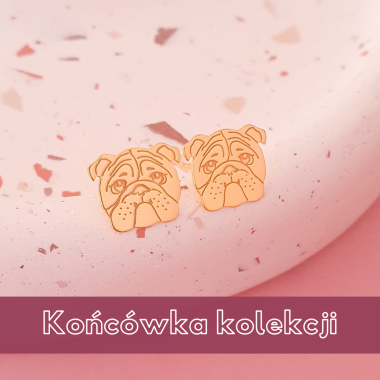 Złote kolczyki Mini Buldog Angielski 
