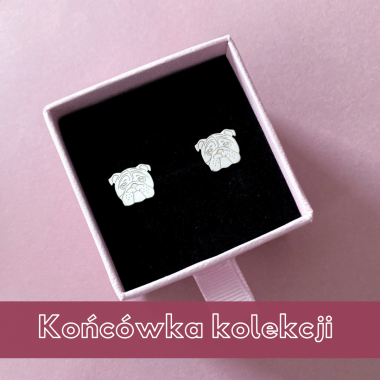 Srebrne kolczyki Mini Buldog Angielski