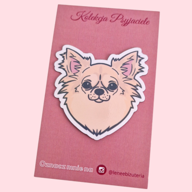 Duży magnes Chihuahua beż długowłosa